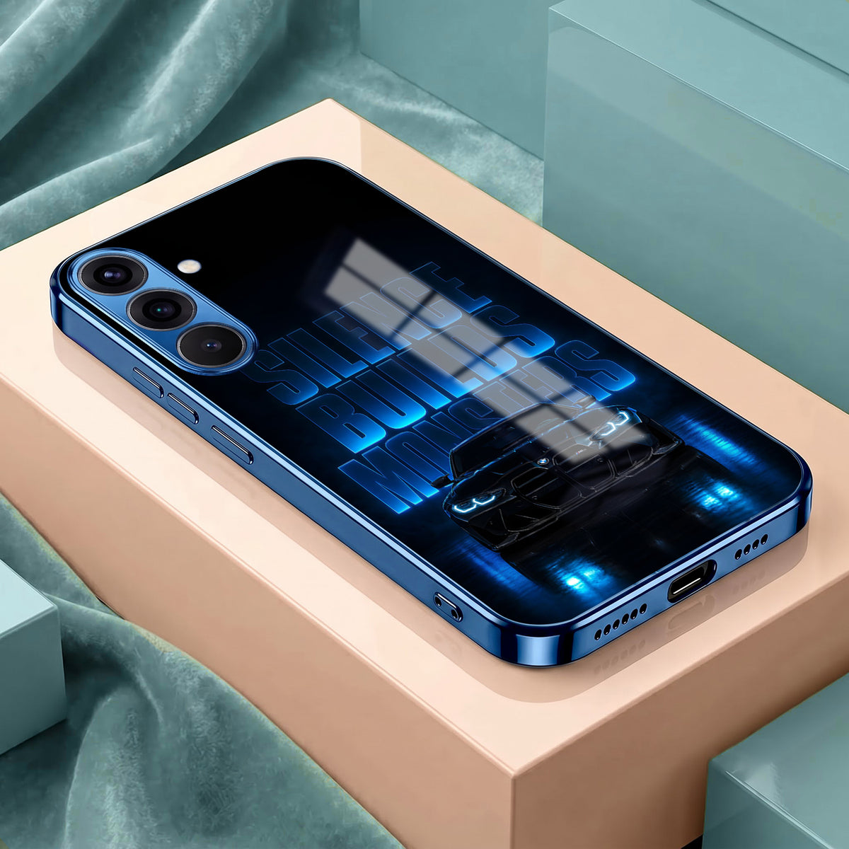 Samsung Galaxy A36 5G Silence Build Monsters Blue Electroplated Glass Phone Back Case