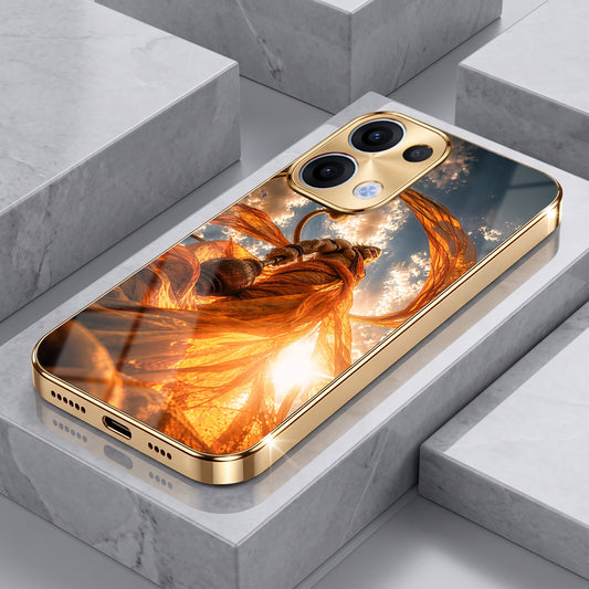 Oppo Reno 13 5G Divine Hanuman Gold Electroplated Glass Phone Back Case