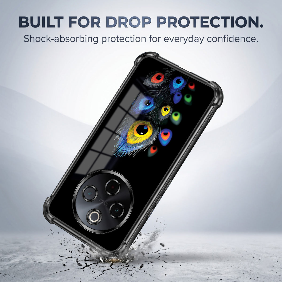 Vivo T4 5G Multi-Feather Peacock Airbags Printed Back Case
