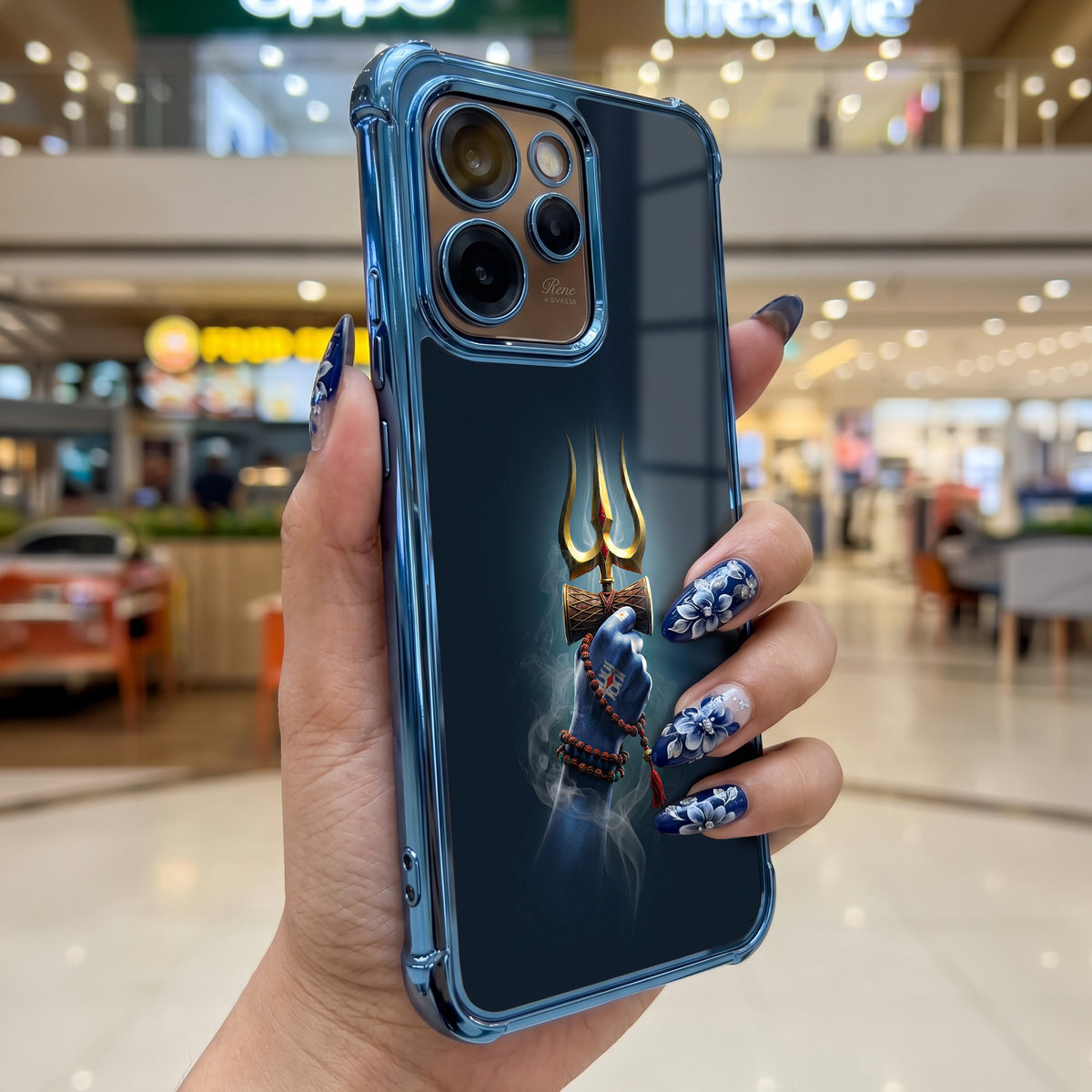Oppo Reno 15 Pro Mini 5G Premium Golden Trishul Airbags Printed Back Case