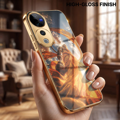 Vivo V40 Pro 5G Divine Hanuman Gold Electroplated Glass Phone Back Case