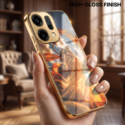 Oppo Reno 14 5G Divine Hanuman Gold Electroplated Glass Phone Back Case