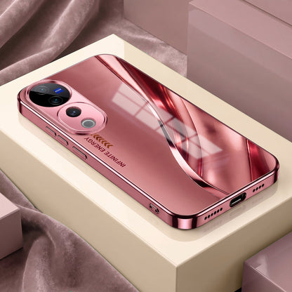 Vivo V40 Pro 5G Luxury Infinity Energy Pink Electroplated Glass Phone Back Case