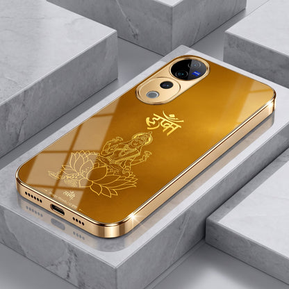 Vivo V40 Pro 5G Shree Lakshmi Divine Gold Electroplated Glass Phone Back Case
