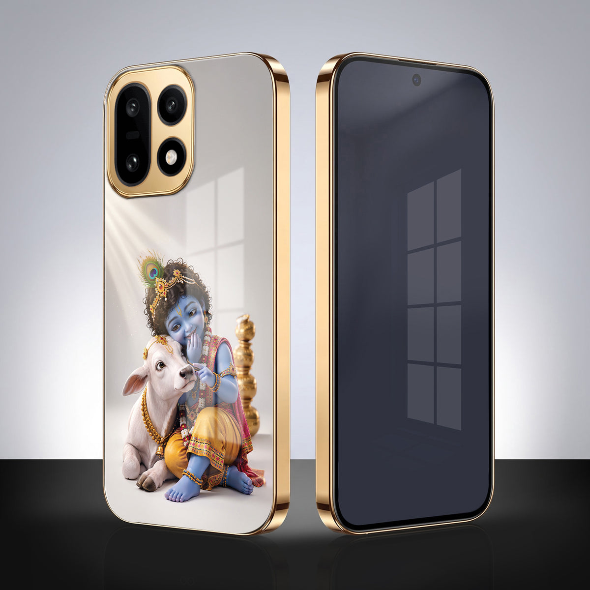 OnePlus 15 5G Bal Krishna Blessings Gold Electroplated Glass Phone Back Case