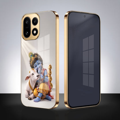 OnePlus 15 5G Bal Krishna Blessings Gold Electroplated Glass Phone Back Case