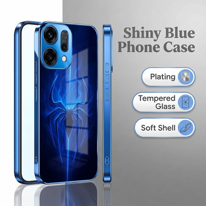 Oppo Reno 14 5G Neon Spider Blue Electroplated Glass Phone Back Case
