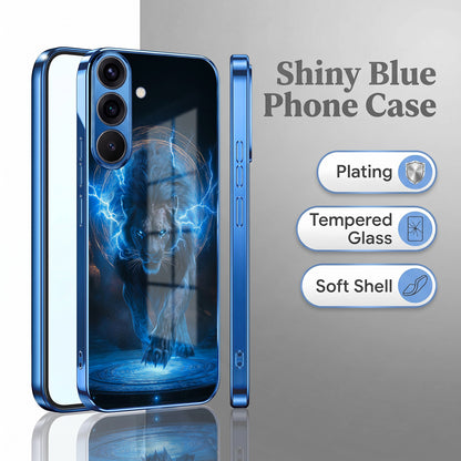 Samsung Galaxy A36 5G Thunder Titan Lion Blue Electroplated Glass Phone Back Case