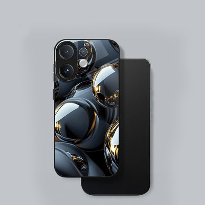 Vivo V60 5G Phone case with reflective black and gold design on a gray background