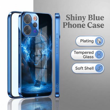 Vivo V70 5G Thunder Titan Lion Blue Electroplated Glass Phone Back Case