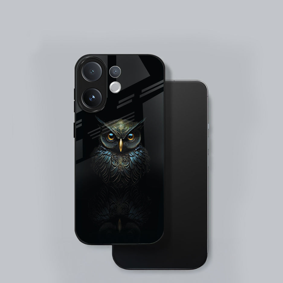 Vivo V60 5G Phone case with an owl design on a gray background