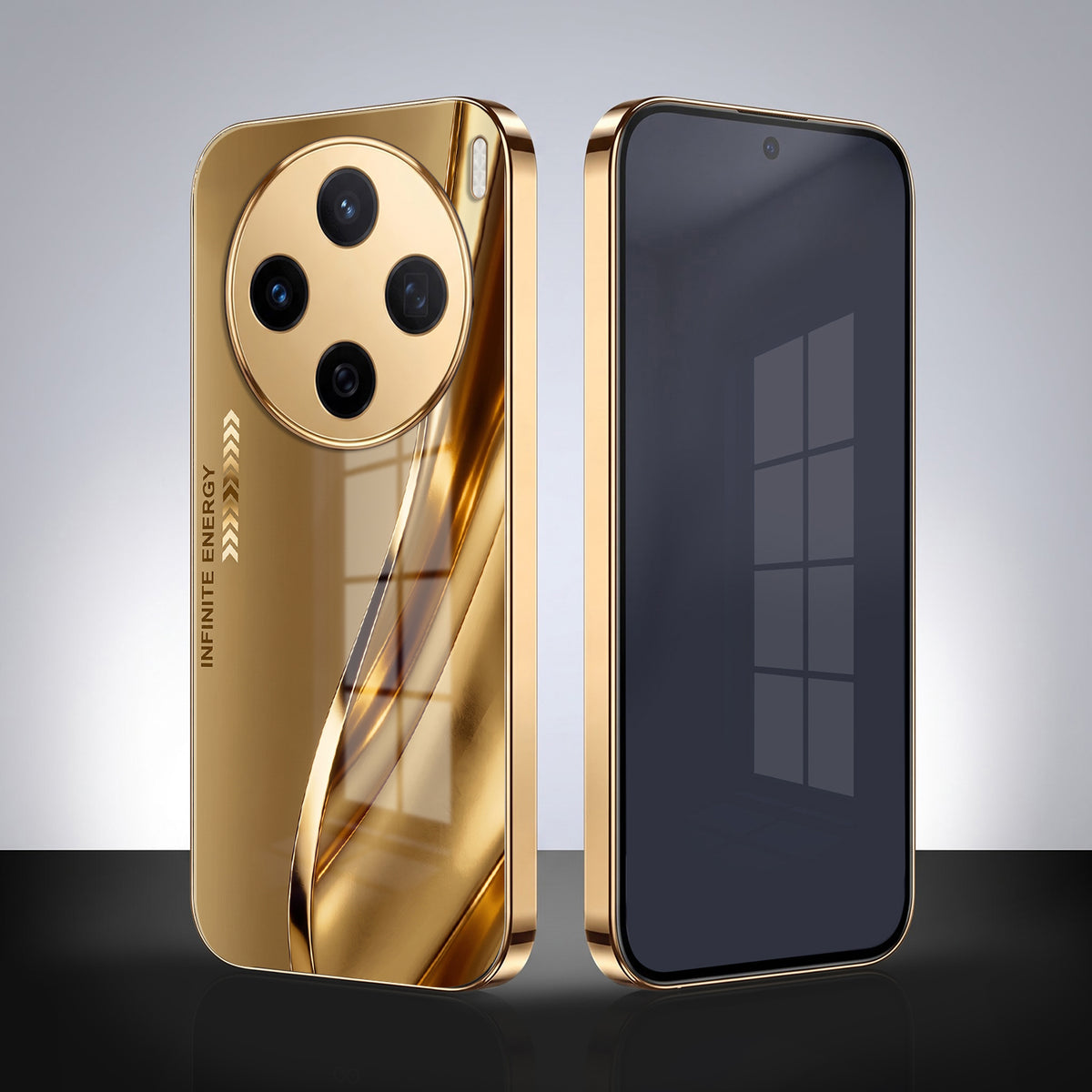 Vivo X200 5G Luxury Infinity Energy Gold Electroplated Glass Phone Case