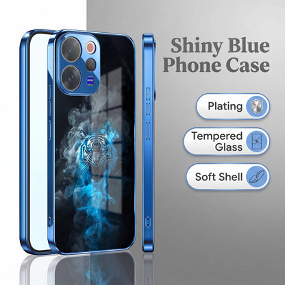 Vivo V70 5G Blue Spirit Tiger Blue Electroplated Glass Phone Back Case