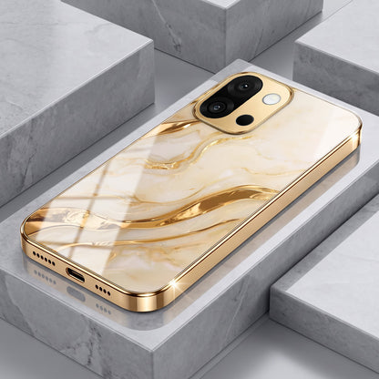 OnePlus 13s 5G Marvel Texture Gold Electroplated Glass Phone Back Case