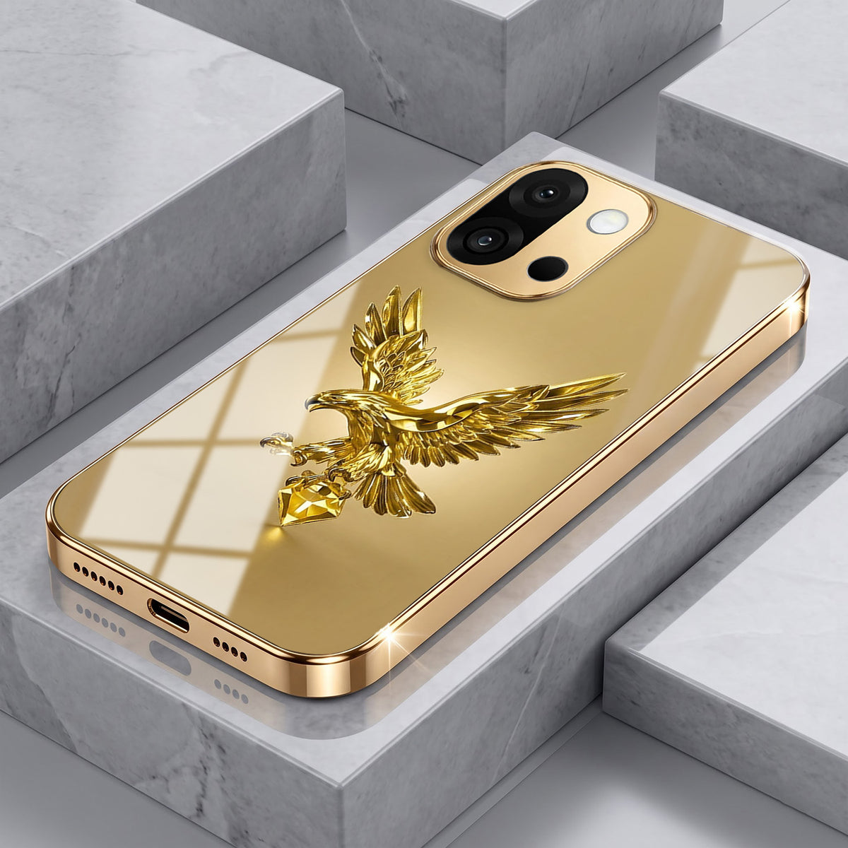 OnePlus 13s 5G Golden Eagle Gold Electroplated Glass Phone Back Case