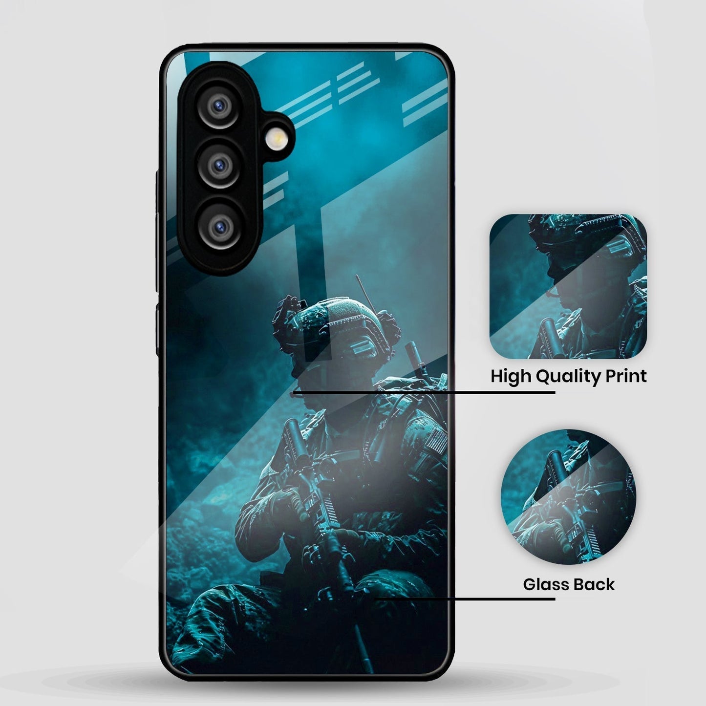 Samsung Galaxy A56 Premium Acrylic Shockproof Glass Back Case (Soldier Case)