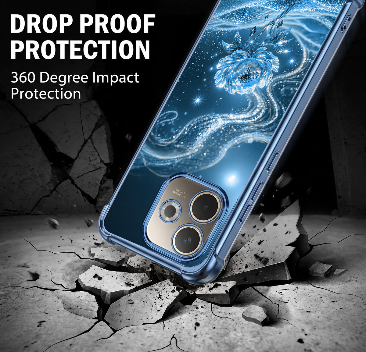 Oppo A5 Pro 5G Blue Rose Airbags Printed Back Case