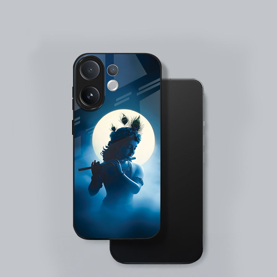 Vivo V60 5G Phone case with silhouette design of a person playing a flute against a moonlit sky on a gray background