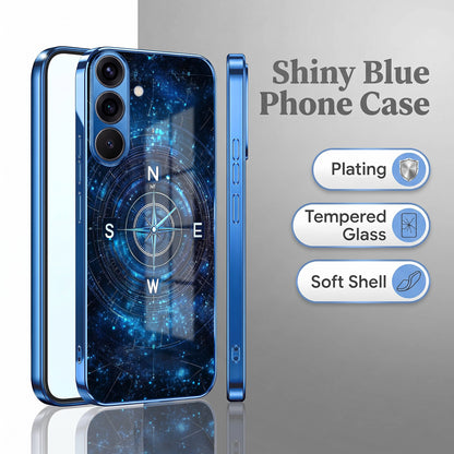 Samsung Galaxy A56 5G Astral Compass Blue Electroplated Glass Phone Back Case