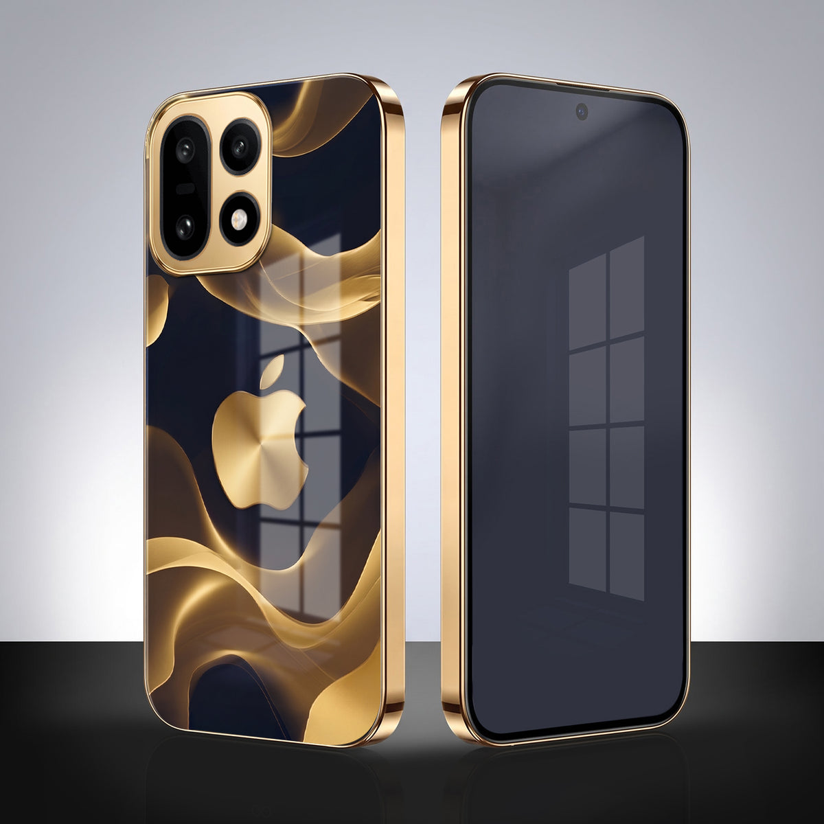 OnePlus 15 5G Luxury Wave Gold Electroplated Glass Phone Back Case