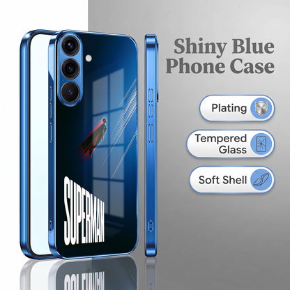 Samsung Galaxy A36 5G Superman Blue Electroplated Glass Phone Back Case
