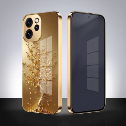 Oppo Reno 15 Pro Mini 5G Golden Tree Gold Electroplated Glass Phone Back Case