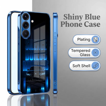 Samsung Galaxy A36 5G Silence Build Monsters Blue Electroplated Glass Phone Back Case