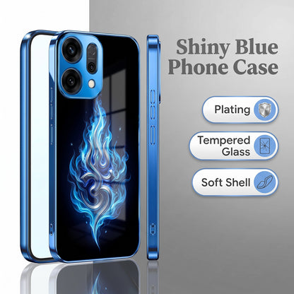 Oppo Reno 14 5G Blue Flame OM Blue Electroplated Glass Phone Back Case