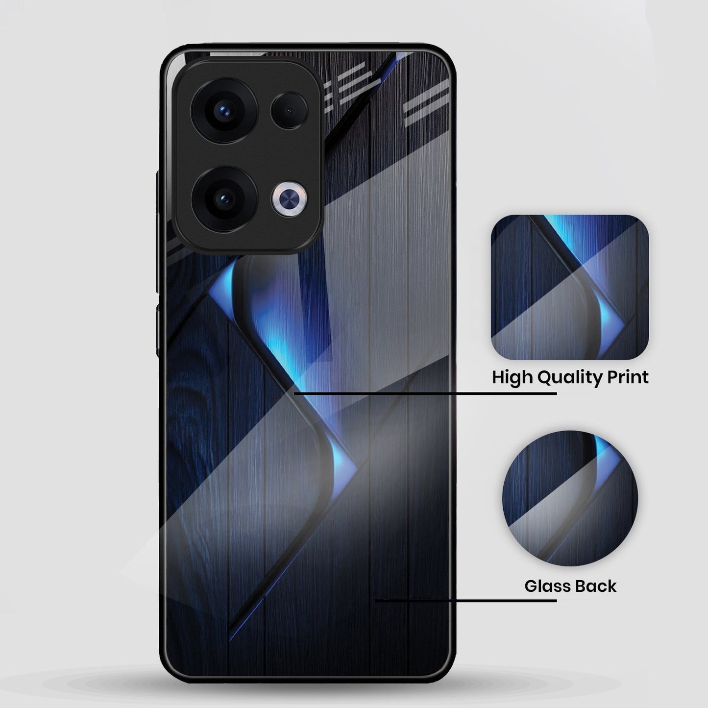 Oppo Reno 13 5G Premium Acrylic Shockproof Glass Back Case (Blue Gradient)