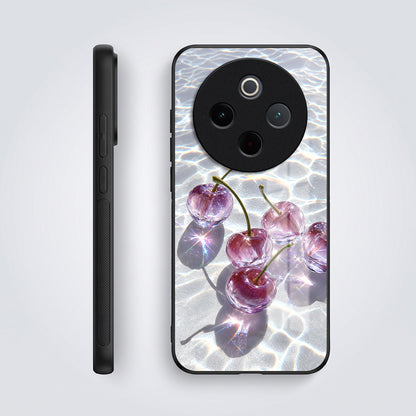 Vivo T4 5G Purple Transparent Cherry Acrylic Glass Back Case