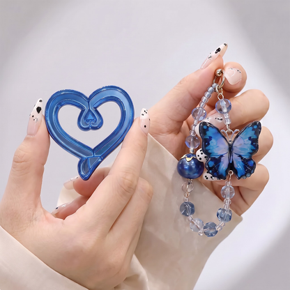 Vivo V40 Pro 5G Luxury Shimmer Airbag Heart Stand Case with Charm Strap