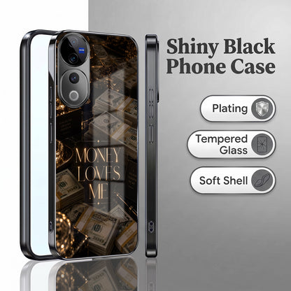 Vivo V40 Pro 5G Money Loves Me Black Electroplated Glass Phone Back Case