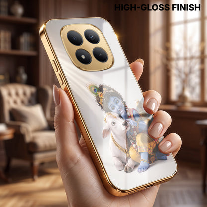 Redmi Note 15 Pro Plus 5G Bal Krishna Blessings Gold Electroplated Glass Phone Back Case