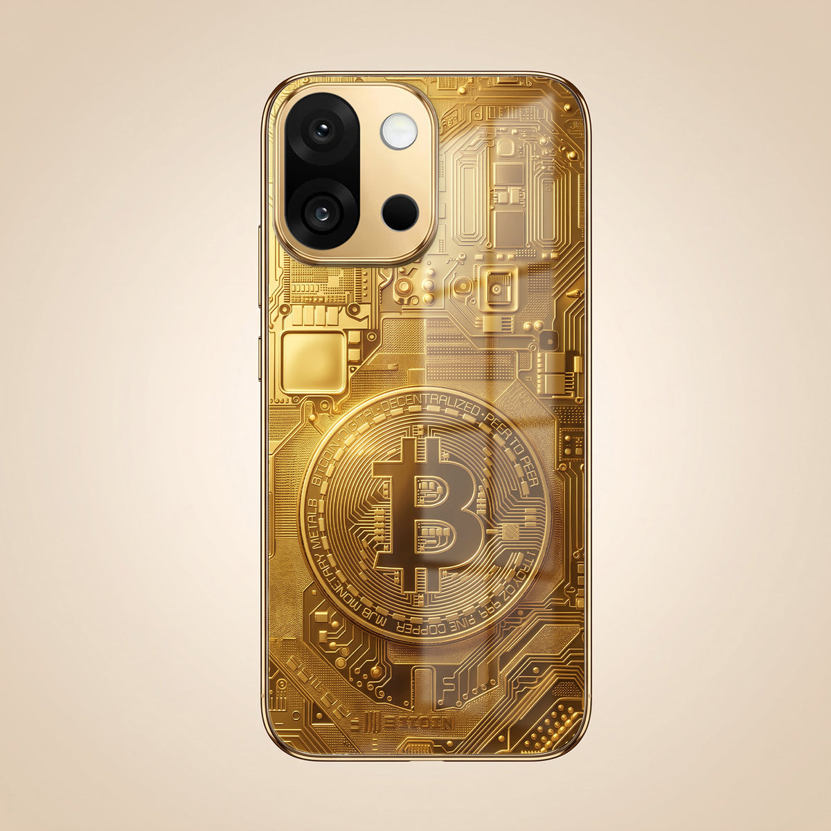 OnePlus 13s 5G Bitcoin Gold Electroplated Glass Phone Back Case