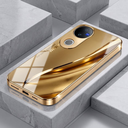 Vivo V50 5G Luxury Infinity Energy Gold Electroplated Glass Phone Case
