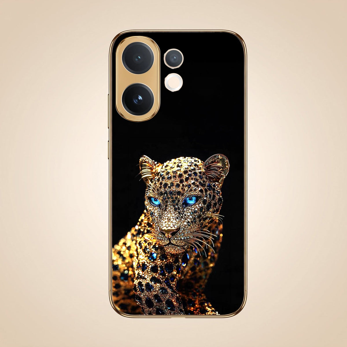 Vivo V60 5G Panther Gold Electroplated Glass Phone Back Case