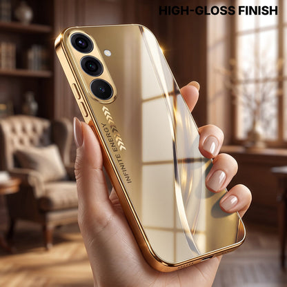 Samsung Galaxy A36 5G Luxury Infinity Energy Gold Electroplated Glass Phone Case