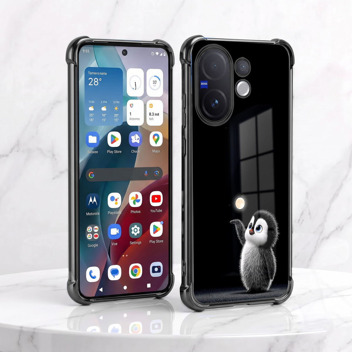 Vivo V60 5G Moonlight Penguin Airbags Printed Back Case