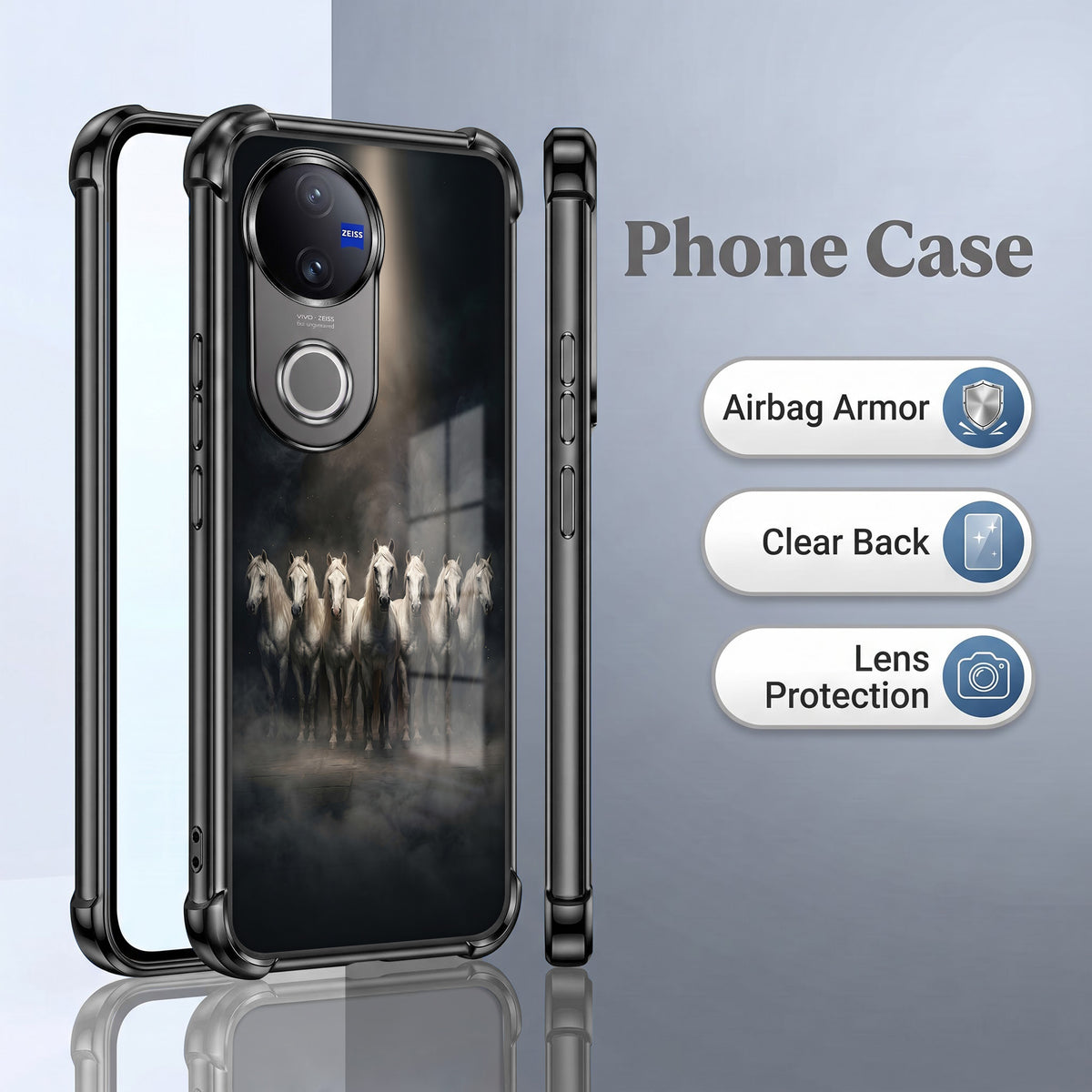 Vivo V50 5G Running Horses Airbags Printed Back Case