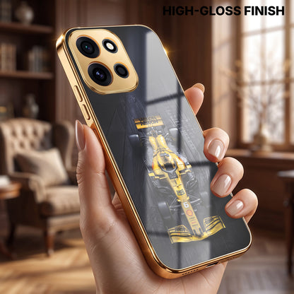 OnePlus Nord 6 5G F1 Racing Car Gold Electroplated Glass Phone Back Case