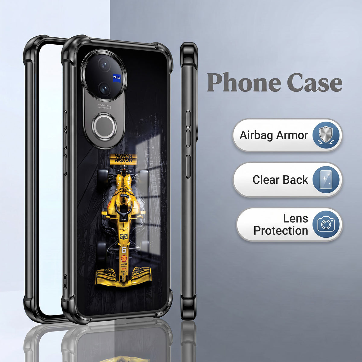 Vivo V50 5G F1 Racing Cars Airbags Printed Back Case