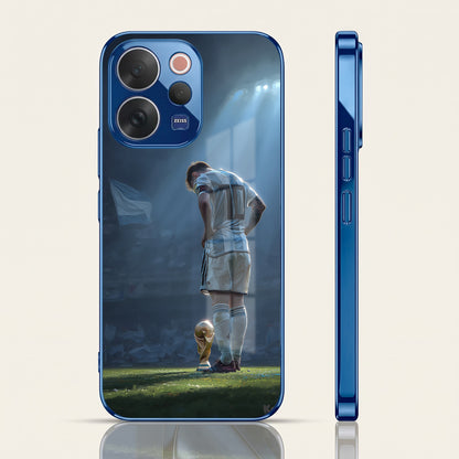 Vivo V70 5G Football Champion Blue Electroplated Glass Phone Back Case