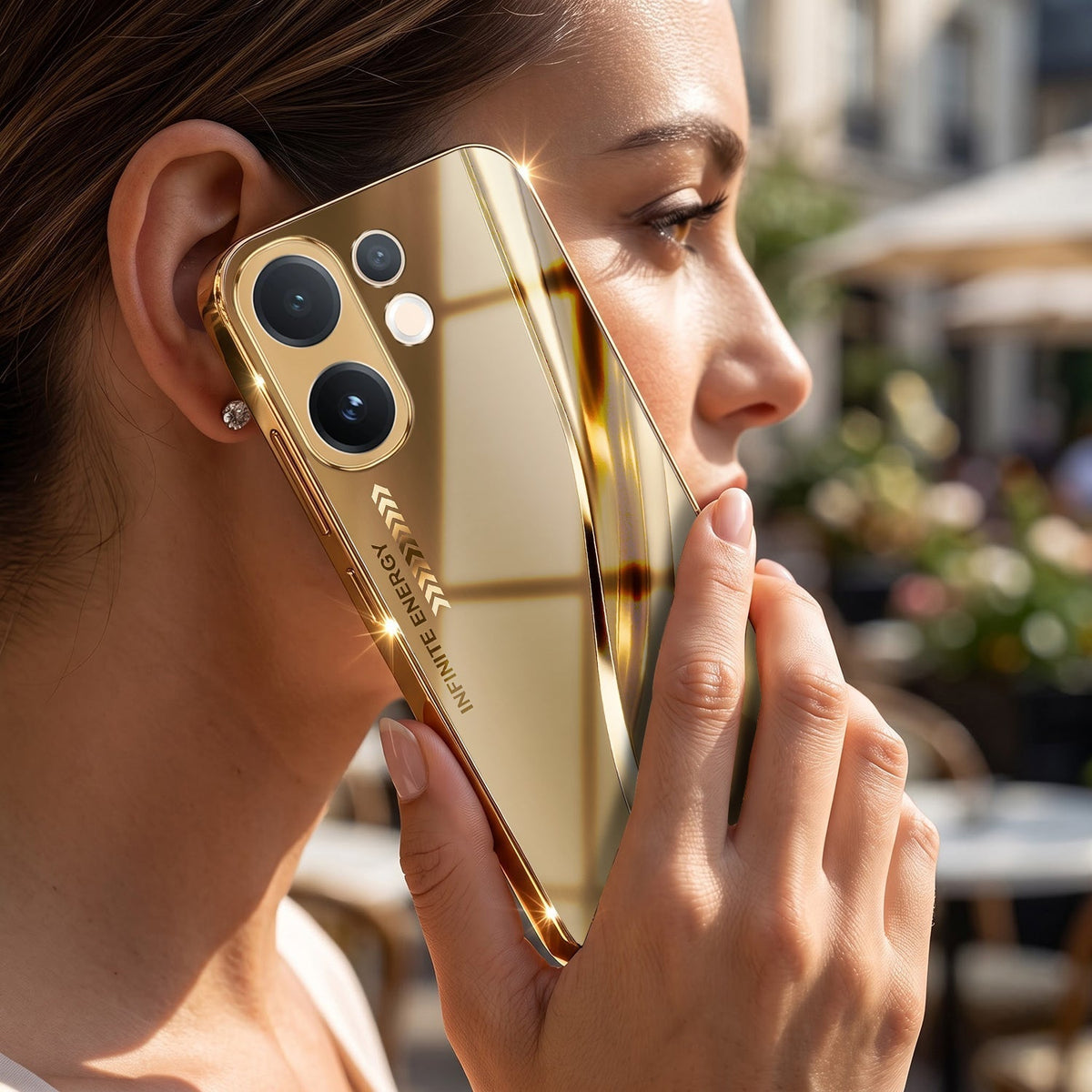 Vivo X200 FE 5G Luxury Infinity Energy Gold Electroplated Glass Phone Case