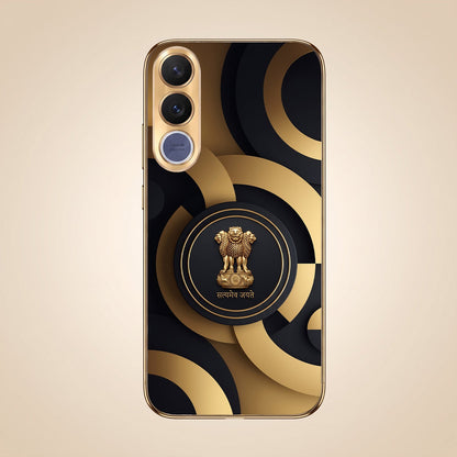 Vivo V70 FE 5G Royal Emblem Gold Electroplated Glass Phone Back Case