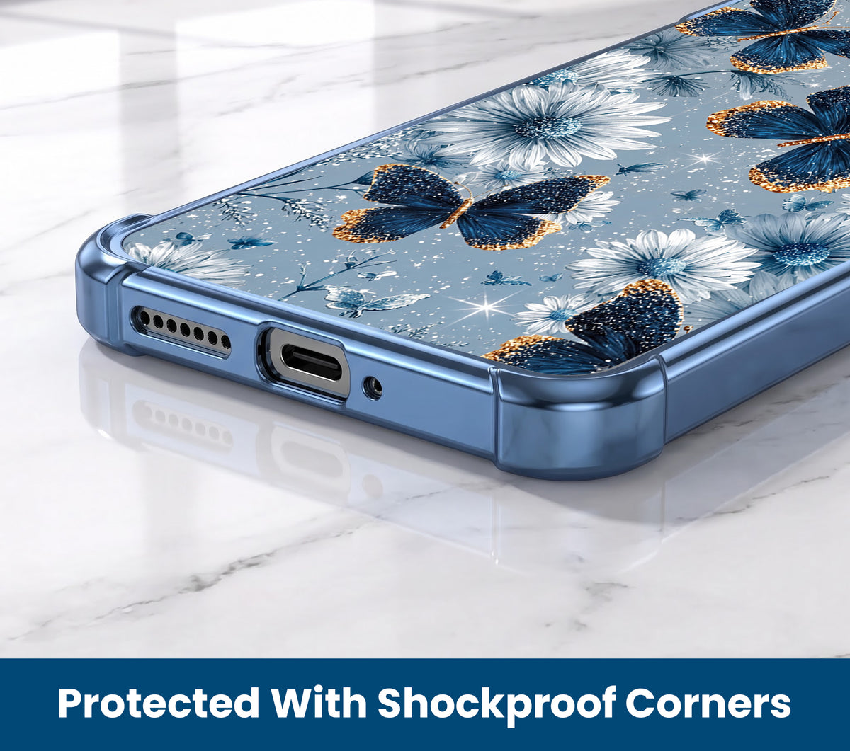 Motorola Edge 60 Pro 5G Blue Butterfly Floral Airbags Printed Back Case