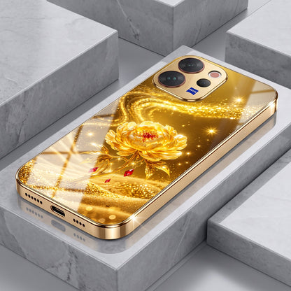 Vivo V70 5G Golden Rose Elegance Gold Electroplated Glass Phone Back Case
