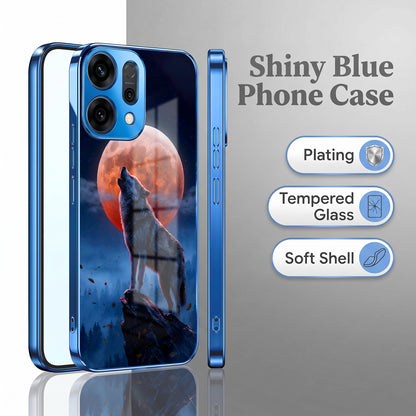 Oppo Reno 14 5G Lunar Wolf Blue Electroplated Glass Phone Back Case
