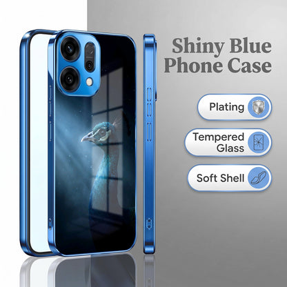 Oppo Reno 14 5G Royal Peacock Blue Electroplated Glass Phone Back Case