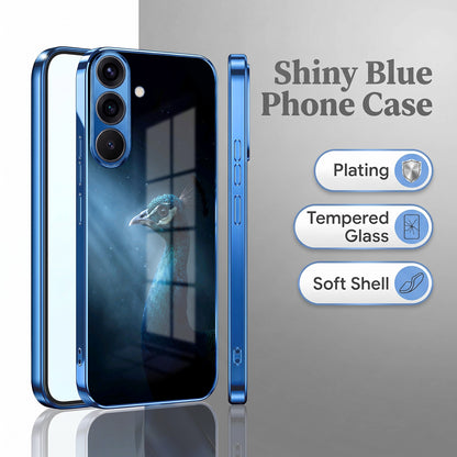 Samsung Galaxy A36 5G Royal Peacock Blue Electroplated Glass Phone Back Case