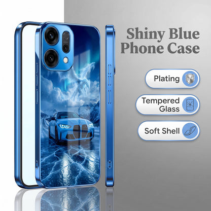 Oppo Reno 14 5G Ice Dragon GT Blue Electroplated Glass Phone Back Case